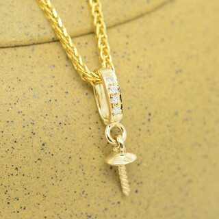 Changju 18k gold pearl buckle 18k gold buckle red, yellow and white three-color spot single row diamond pendant buckle bead plate buckle head 18k gold