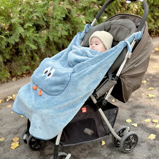 Aceboer baby stroller cover blanket for baby in autumn and winter, warm windproof cloak, sling, waist stool, children's windshield blanket, soft velvet style (blue) stroller + waist stool, windshield quilt 68*79cm