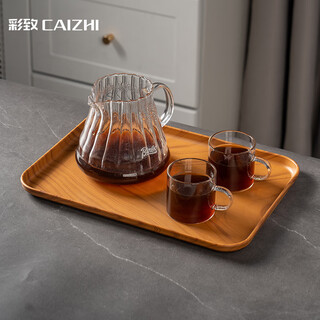 Caizhi (caizhi) rectangular tray chinese tea tray household water cup teacup fruit tray drain tray imitation wood grain large size cz6217