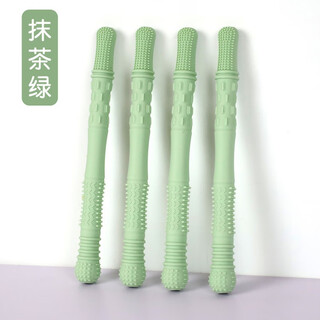 Guanxiangniao teething stick baby teething stick hollow straw teether chewable child massage gum food grade soft bite matcha green*/1pc silicone hollow teether tube