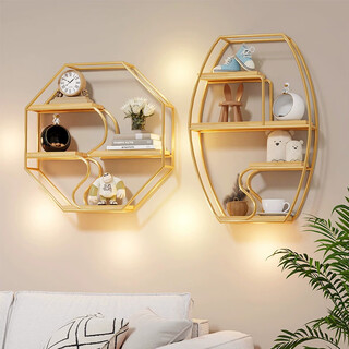 Julihui wall decorations creative wall hangings wall hangings home living room sofa background wall storage wall decoration rack classic black octagonal storage rack