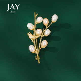 Jay pearl brooch ladies pin accessories lapel pin birthday gift for elder mothers and mother-in-law gold (freshwater pearl)