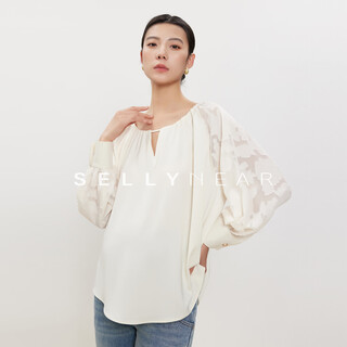 Sellynear maternity shirt spring new fashion french elegant loose cutting splicing maternity top cream rice m