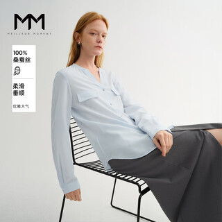 Mai meng mm mai meng heavy mulberry silk quiet luxury style shirt mall same style 25 summer new product 5g3120381 light blue m