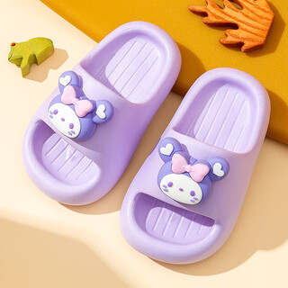 Miaoyoutong children's slippers for boys and girls soft-soled indoor beach sandals baby non-slip bathing sandals summer purple 15.5 (size 24-25) inner length about 15.5cm