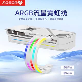 Cool moon meteor shower light effect 5v divine light sync comet mode 8/16pin third generation graphics card neon cable chassis decoration 24pin computer motherboard power supply extension cable argb neon cable single 8pin/single 6pin graphics card neon cable white - no controller