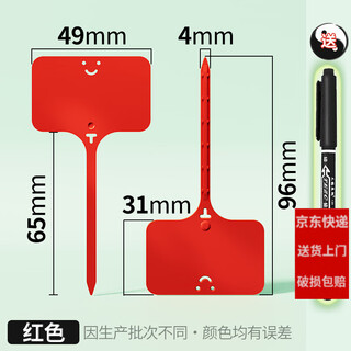西普顿苗木花盆塑料多肉标签花卉园艺插地牌盆栽植物名字标牌防水小插牌 红色100个（9.6cm）