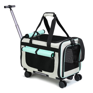 宠物拉杆箱猫包外出便携大容量猫包拉杆箱宠物外出包宠物箱猫背包 绿色