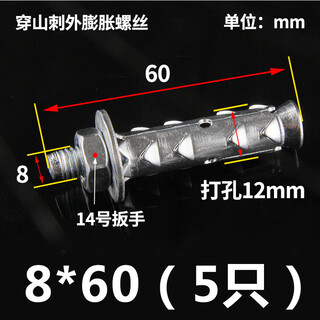 Jingxuan bergdorn-erweiterungsschraubenblock-ziegelschaumziegel-lichtkörperziegel-spezialerweiterungs-fischschuppen-pull-explosionsbolzen-erweiterung 8 * 60 (5 stück)