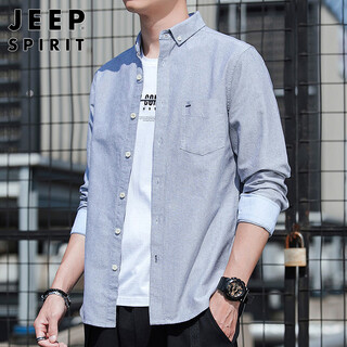 JEEP SPIRIT吉普长袖衬衫男休闲外套男装秋冬季衬衣男士纯棉潮流衣服