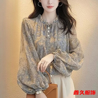 Meianjia temperament fashionable french floral top spring and autumn new style unique and unique long-sleeved shirt picture color l 110-125