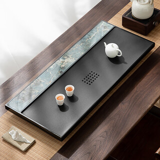 Xiangdu natural black gold stone tea tray office use high-end light luxury tea set home simple and attractive tea table tea sea tray no ink 50*30*3