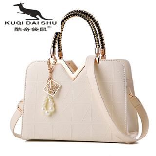 Kuqi kangaroo kq texture portable princess diana bag niche design bag women 2025 new popular single shoulder crossbody bag stereotyped bag white
