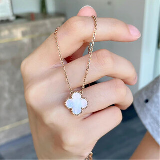 Elegant four-leaf clover necklace for women 18k rose gold white mother-of-pearl carnelian classic clover pendant clavicle chain white mother-of-pearl four-leaf clover