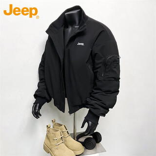 Jeep (jeep) jacket men's autumn and winter loose workwear aviator jacket american casual trendy men's clothing black xl