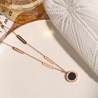 Drjefun paris design 18k gold-plated necklace rose gold au750 plain chain light luxury color gold necklace clavicle chain for women rose gold gift box gift bag