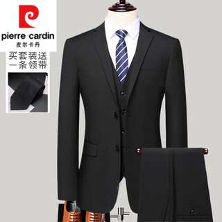 Pierre cardin suit men's suit casual black dress formal 2025 spring autumn winter new wedding suit slim jacket men black two buttons top + pants 6xl