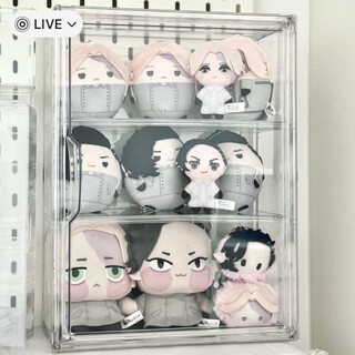 Transparent desktop large-capacity pain cabinet cotton doll dust-proof compartment display cabinet standing sign multi-layer storage box high transparent partition removable display cabinet large-three cotton dolls/dolls/baji standing sign can be stored