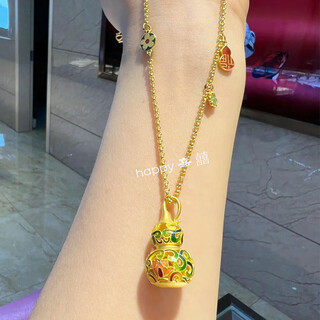 Pu lian high-end thai buddha amulet hanging chain gold two or three pairs hanging for men and women long gold jade pendant necklace that does not fade 2.5mm round pearl chain, please contact the customer for customization