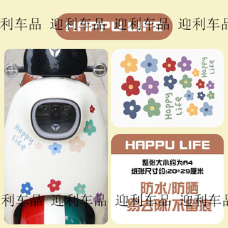 
Gongma electric vehicle stickers Yadi Emma New Japanese Taiwan Lingluyuan Internet celebrity decoration cartoon tricycle stickers small match Colorful flowers H-673 (23*19cm)