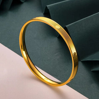 Pupan lao fenghuang gold store gold pigment ring smooth bracelet 24 gold rice words bracelet for women gold 5g solid 0.01g diamond pattern bracelet 62