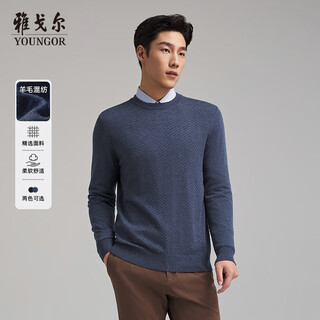 Youngor sweater men's autumn and winter young men's sweater round neck sweater wool blended sweater 2 colors gray blue vyhr619969hya m 100c