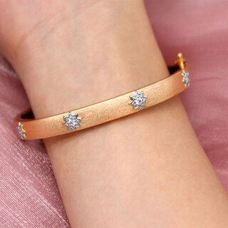 Fujiu hong kong 18k gold carved bracelet for women, fashionable and high-end diamond-encrusted frosted texture bracelet, gold, ready for return and exchange