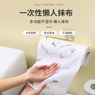 Qianhui kitchen disposable water- and oil-absorbing dishwashing cloth, wet and dry scouring pad, washable lazy rag 20*20 (two rolls)