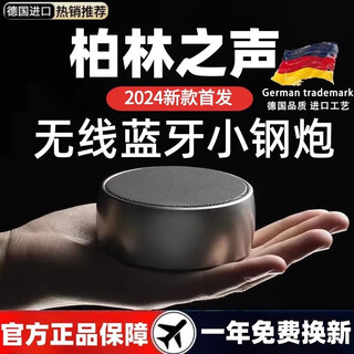 SR【德国柏林之声】蓝牙音响小钢炮超重低音炮迷你户外高音质插卡大音量便携式电脑家用骑行2024年新 德国小钢炮【豪华版】酷炫黑