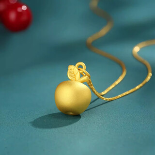 Chi pan's new 999 pure gold peace fruit necklace for women gold apple pure gold pendant 18k gold christmas eve christmas gift gold peace fruit gift silver gold-plated necklace