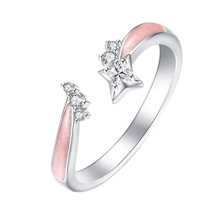 Chow tai sang starlight lover female ring pure silver simple original design anniversary birthday gift for girlfriend female ring