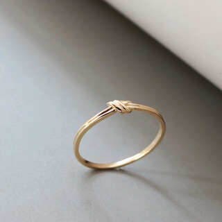 Mu qian korea imported pure 14k gold ring for women simple plain gold good luck knot k gold versatile ring jewelry gift ready stock ring no. 16