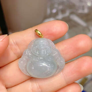 Slightly gifted 18k gold button head, thickened large pendant, melon seed buckle, jade buddha guanyin buckle pendant, ruyi buckle, beeswax melon seed buckle, small plain style, thickened (oblique hole), pure 18k gold color one piece