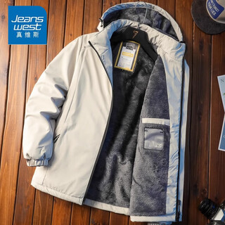 Jeanswest wang yibo endorses velvet assault cotton jacket for men in winter new thickened warm feather velvet cotton coat khaki velvet thickened xl