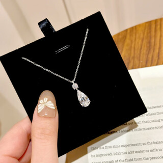 Excellent 18k gold mermaid tear necklace for women sterling silver zircon water drop tassel clavicle chain platinum light luxury gift trend mermaid tear drop necklace