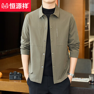 Hengyuanxiang 2025 new lapel jacket men's spring and autumn jacket thin casual men's early spring clothing executive middle-aged men's khaki 2xl