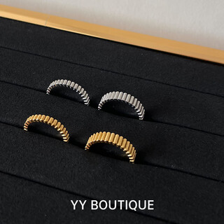 Juke yyboutique non-fading lifetime warranty satin ribbon glossy stripe ring 18k gold high-end niche light luxury white gold wide size 6