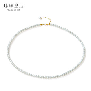 Queen of pearls 18k gold round pearl necklace is comparable to akoya high quality 4-5mm millet bead necklace for girlfriend