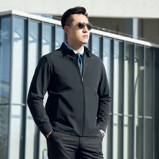 Longya third generation longya dark lapel jacket commuting business executive jacket black simple atmosphere comfortable jacket extreme night black m 175/96a weight 140-155