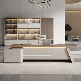 Hongheng boss desk and chair combination simple modern high-end executive desk manager office president chairman desk 2.2 meters luxury president table + boss chair + 2.4 meters cabinet