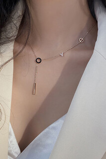 Chuxiao 18k color gold love necklace for women rose gold letter pendant 2024 new clavicle chain 18k color gold love necklace