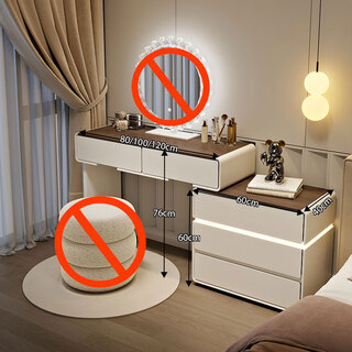 Xushansi xueshu 2025 new dresser bedroom modern simple small apartment light luxury solid wood dresser table and drawer cabinet solid wood desktop dresser + three drawer cabinet (no stool and no mirror 80cm combination-solid wood ecological board-complete sf delivery)