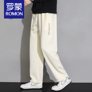 Romon american casual trousers for men spring and autumn 2024 new loose and versatile sports straight boys' trendy brand trousers 88 beige xl 120-140jin jin equals 0.5 kg