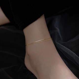 Woug gold store model double layer snake bone anklet for women 2024 new trendy gold sexy ankle chain ins sense double layer snake bone anklet 20+5cm