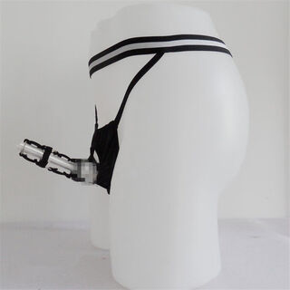 Men's underwear set, penis, egg separation pants, sexy enlarged thong, hollow five-ring restraint ring, exposed point, black 1 pair, one size fits all