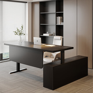 Aidoweijia black electric lift boss desk solid wood 2 meters long italian style president executive desk high-end manager computer desk style-material-size-customized photo shoot