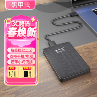黑甲虫 高速移动硬盘USB3.0快速传输支持手机安全可加密备份个性定制小巧便携式 商务黑（K-Pro）+硬壳包 320GB