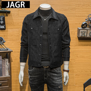 Jagr trendy brand leather jacket men's new top men's trendy slim workwear motorcycle men's leather jacket black xl
