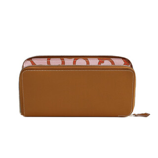 Hermes (hermes) women's bag silk in classique wallet evercolor calfskin palladium-plated zipper long coin purse brown regular