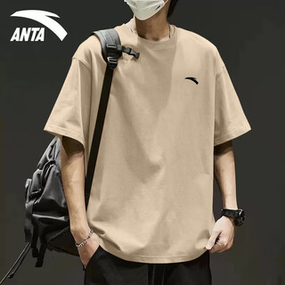 Anta (anta) ice silk quick-drying short-sleeved t-shirt for men 2025 spring and summer cool breathable casual running fitness sports half-sleeved men -10 light brown ice silk quick-drying l /175 suitable for 120-140jin jin equals 0.5 kg